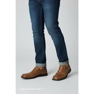 Men's Kenneth Cole Reaction Brown Leather Balance Slip-On Shoes Size 11.5